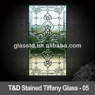 tiffany glass embeded in the door